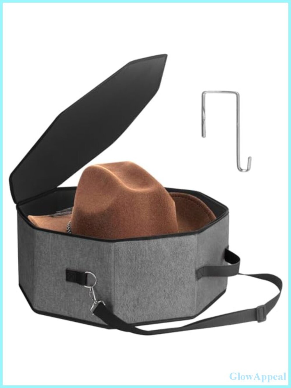 Oxford Fabric Hat Storage Box, Large Travel Hat Case for Cowboy & Fedora Hats